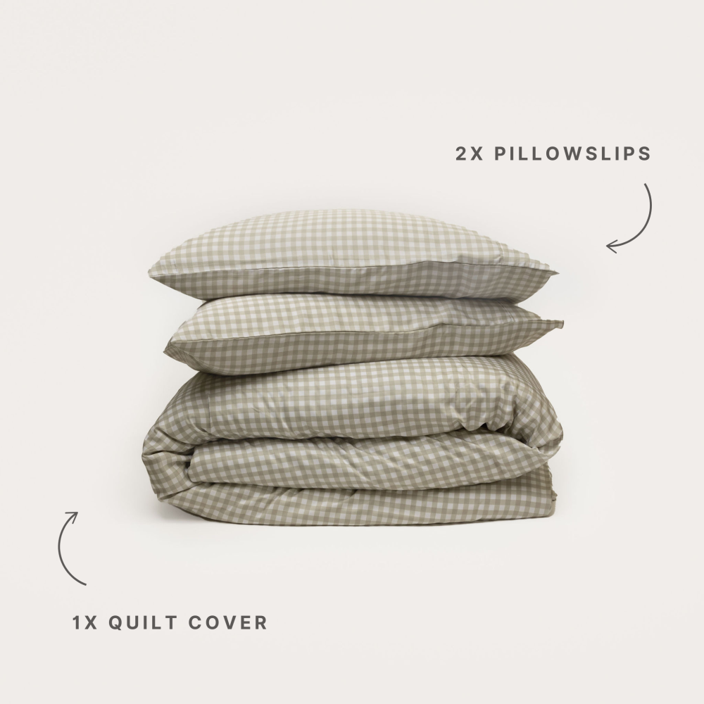 Bamboo Quilt Cover - Olive Gingham