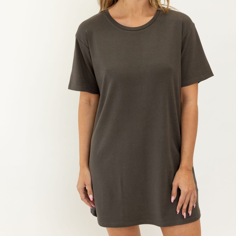 Charlie Bamboo Jersey Tee Dress - Slate