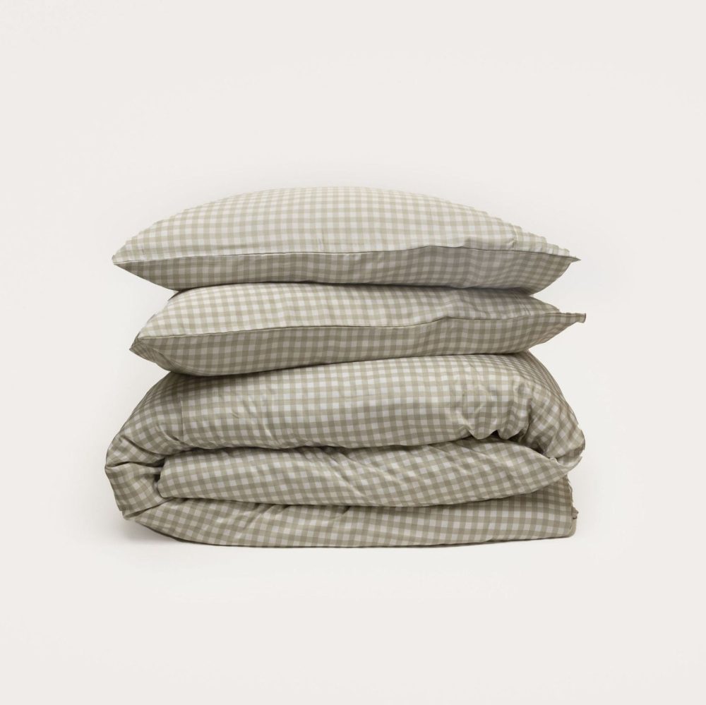 Bamboo Quilt Cover - Olive Gingham