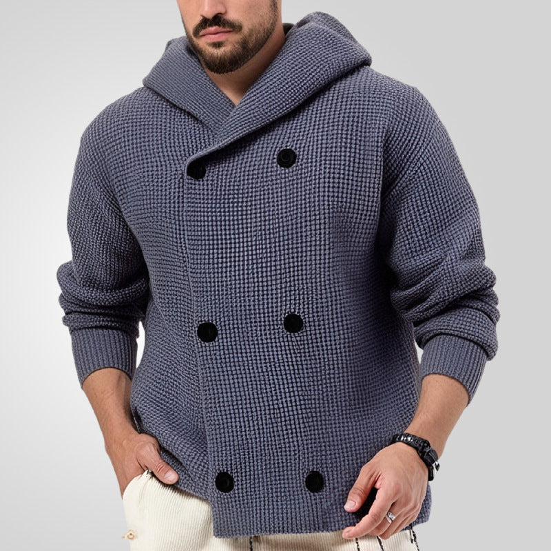 Double-Breasted Hooded Sweater