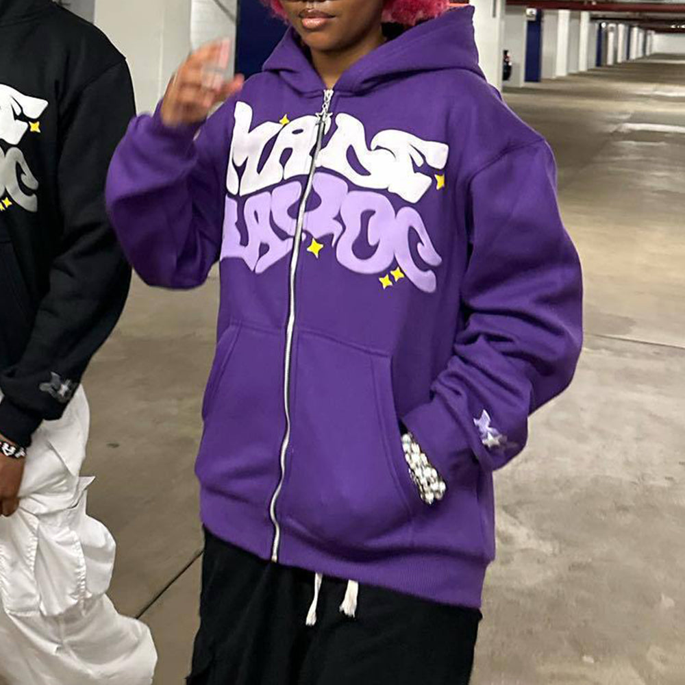 Zip Up Letters Hoodie