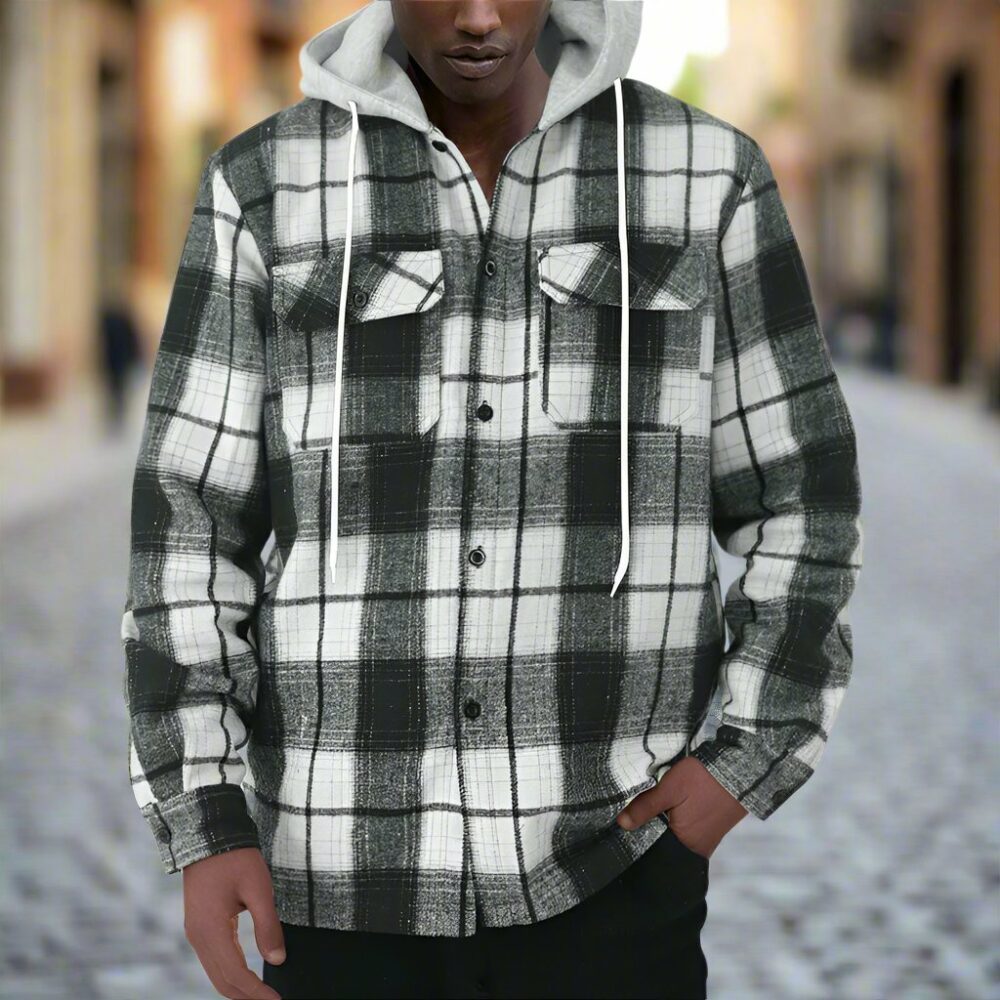 Plannel Check Hooded Shirt