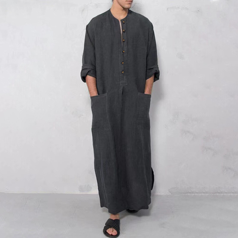 Linen Button Split Thobe