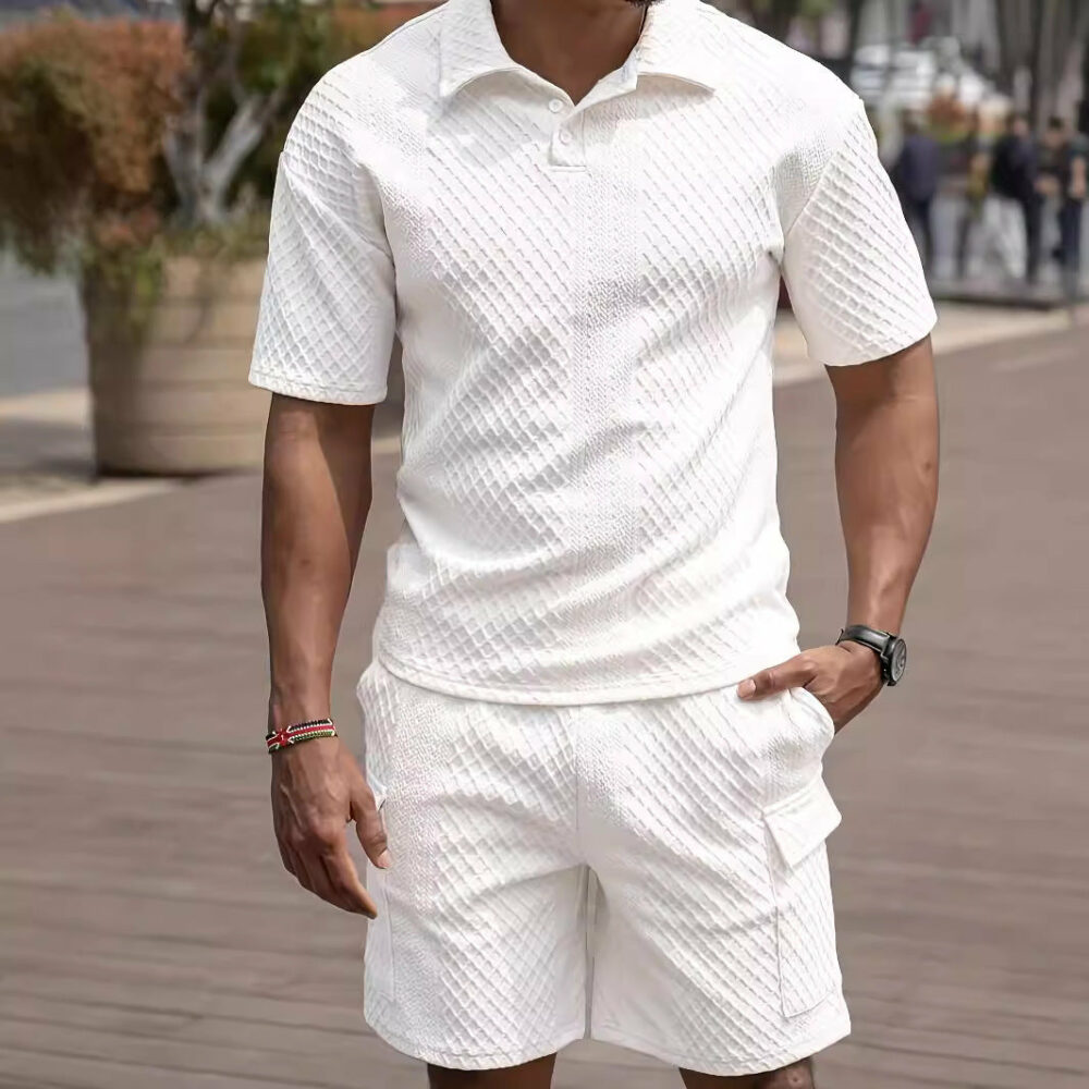 Diamond Jacquard Polo Set