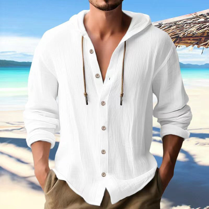Linen Button Down Hoodie