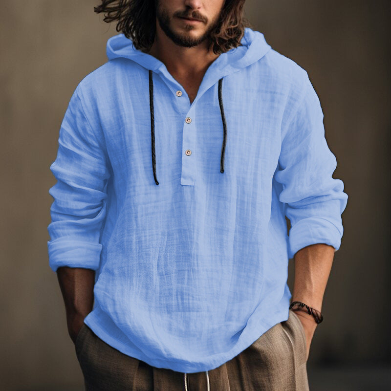 Cotton Linen Button Hoodie